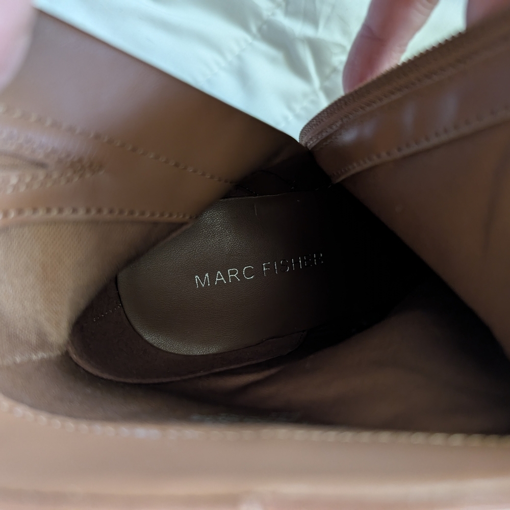 Marc Fisher Women's Size 7.5 Glorena Medium Natural Tan Leather Zip Ankle Bootie - Picture 10 of 17